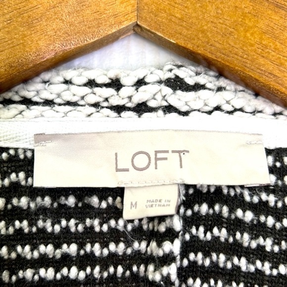 Loft - Black And White Bouche Long Sleeve Cardigan Sweater With Tie Size Medium - Picture 7 of 10